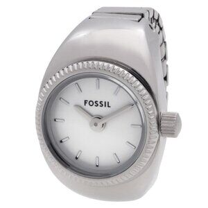 NWT Authentic Fossil Quartz Silver Dial Women's Watch Ring